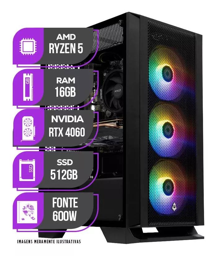 PC Gamer Mancer com RTX 4060 tem desconto de 21% e sai por R$5.399 no Mercado Livre