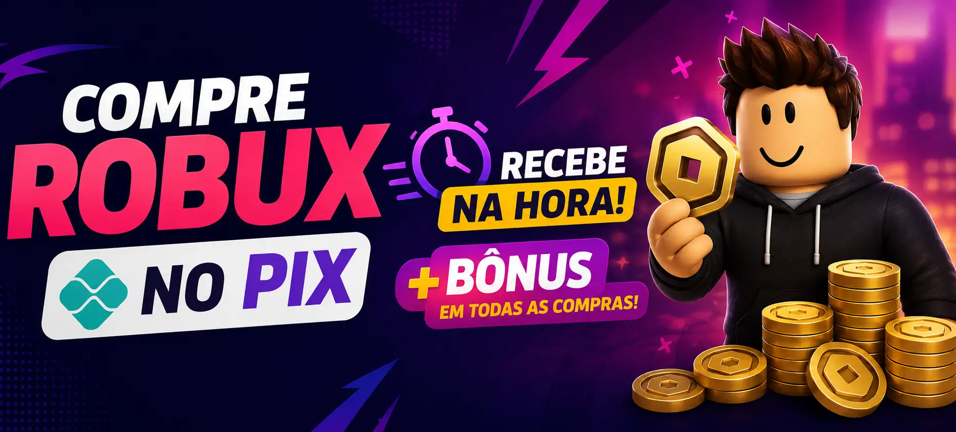 Compre Robux via Pix e receba bônus na hora